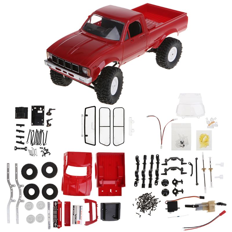 WPL C24 2.4G DIY RC Car KIT 4WD Remote Control Crawler Off-road Buggy Moving Machine Kids Toys: Red