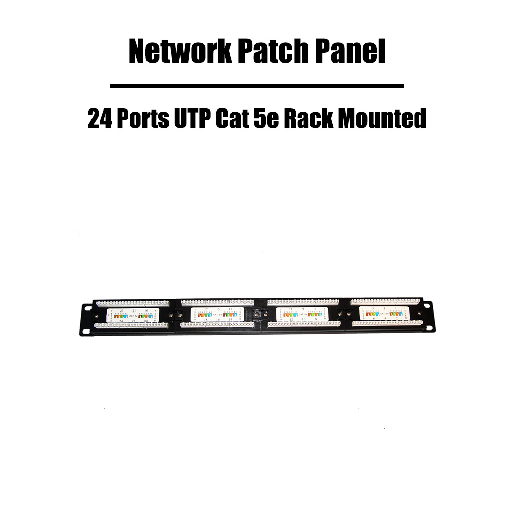 24 Ports UTP Cat 6 Patch Panel Networking RJ45 Fluke Passed 19 inch Rack Mounted without Rear Cable Management Arm