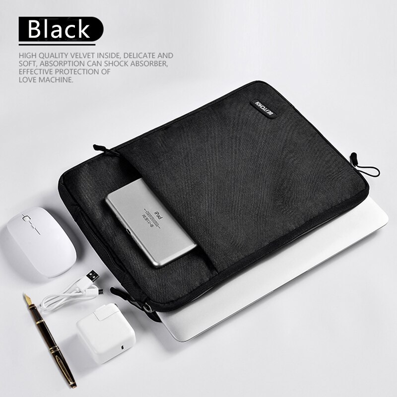 Bolsa para laptop 12 13.3 14 15.6 polegadas, bolsa para notebook para macbook air pro 13 15 huawei dell lenovo xiaomi superfície asus hp case: Black / 13.3-polegadas