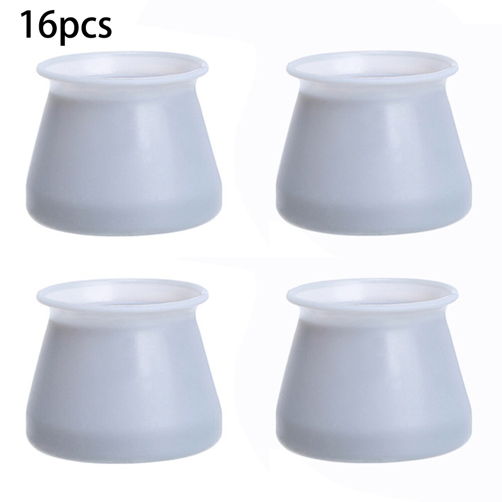 16Pcs Silicone Chair Leg Cap Feet Cover Pads Furniture Table Floor Protectors Table Foot Pad Cover Protectors: Gray