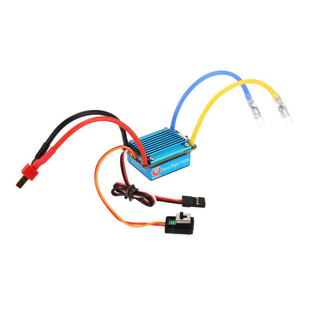 Waterproof Brushed ESC 160A 3S with 5V 1A BEC T-Plug For 1/12 RC Car T Plug Multiple Protection Bidirectional operation mode