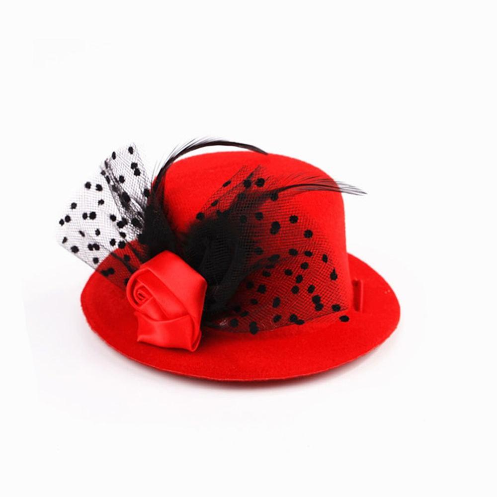 Dog Hat Pet European Top Hats And Ladies Hat Cute Pets Hair Accessories British Style Gauze Flower Gentleman Hats Pet Supplies: Black
