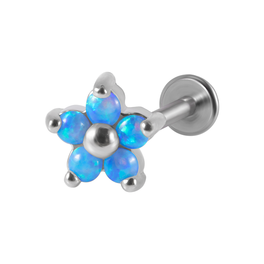 1PC G23 Titanium&Steel Opal Gem Labret Lip Ring Cubic Zircon Flower Ear Cartilage Tragus Helix Piercing Jewelry 16g
