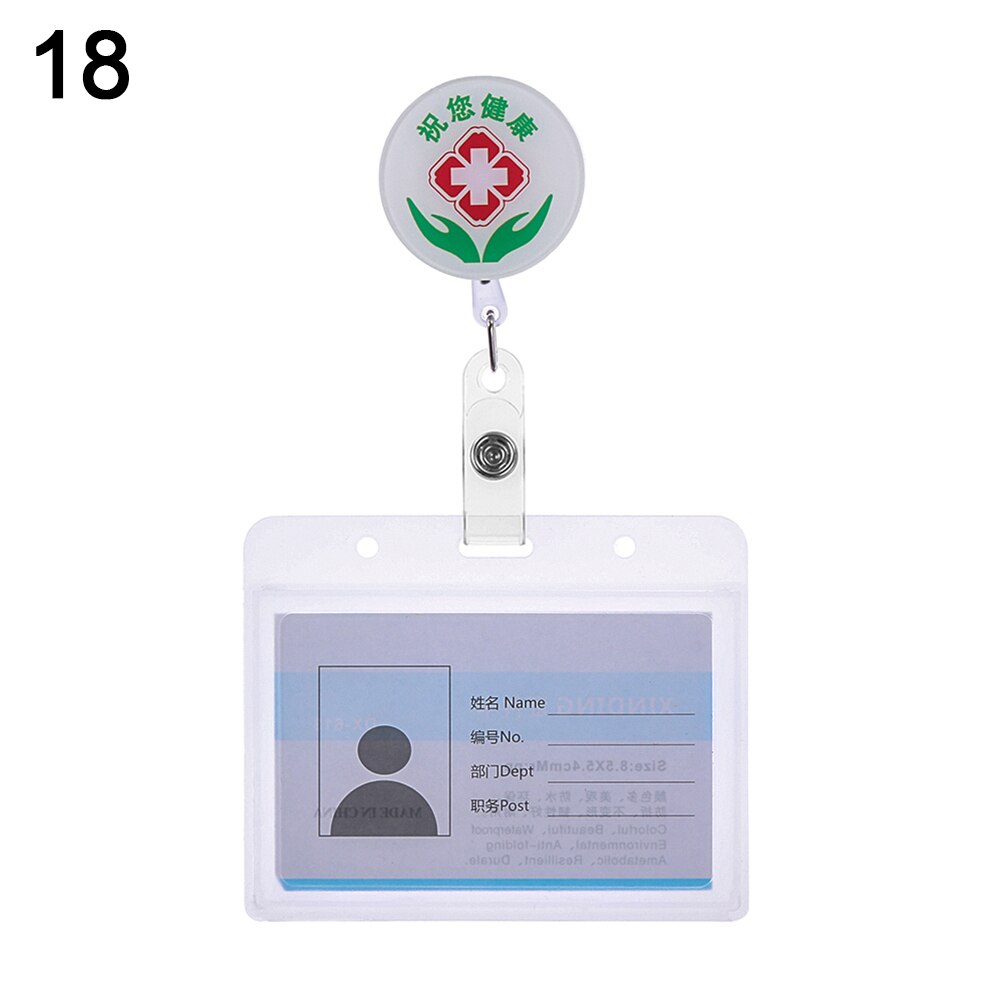 1Set Nette Cartoon Business Arbeit Karte Name Tags Krankenschwester Arzt ID Abzeichen Halter mit Versenkbare Reel Versenkbare Metall Clip: 18