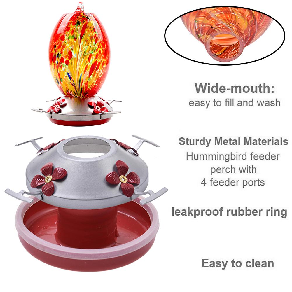 Bird Feeder Hummingbird Feeder Bird Perch For Outdoors Patio Hand Blown Glass Hummingbird Feeder
