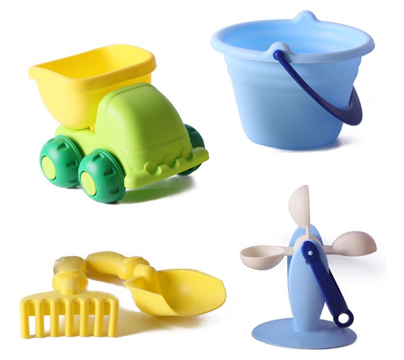 Giocattoli estivi da spiaggia in plastica morbida per bambini giochi Set di scatole di sabbia per acqua Set di secchielli da spiaggia interattivi per bambini gioco di acqua di sabbia giochi di carrelli