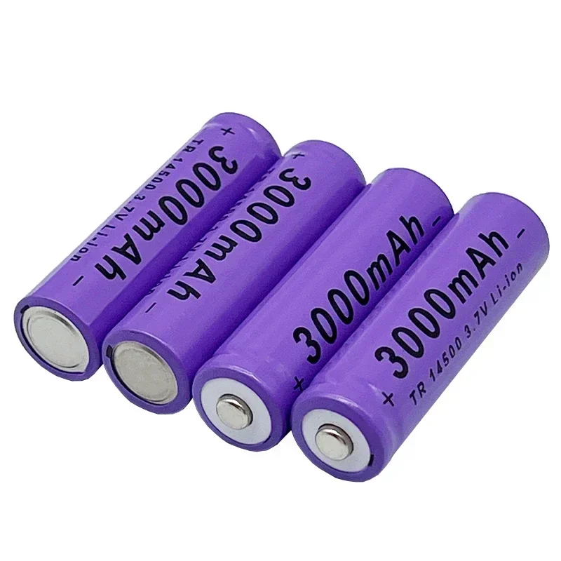 Batería de litio 14500 2025 100% la última batería recargable 3,7 V 3000mAh 14500 para linterna LED de juguete + cargador