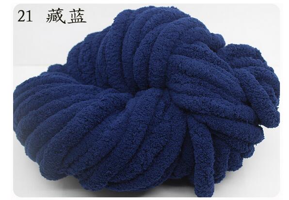 1pc = 250g gör-det-själv super skrymmande armstickningsull 2.5cm tjocka mattor stickat chenille chunky garn för stickning för handstickning: 21 mörkblå