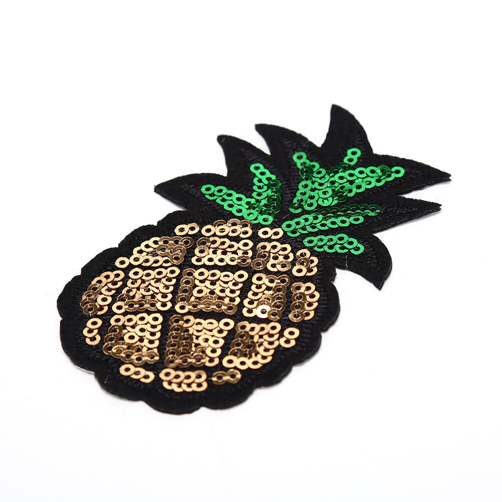 Modern Cartton Patch Applique Pineapple Diy Clothing Eco-friendly Sticker Sequins Embroidery Iron Sew On 4.6*8Cm