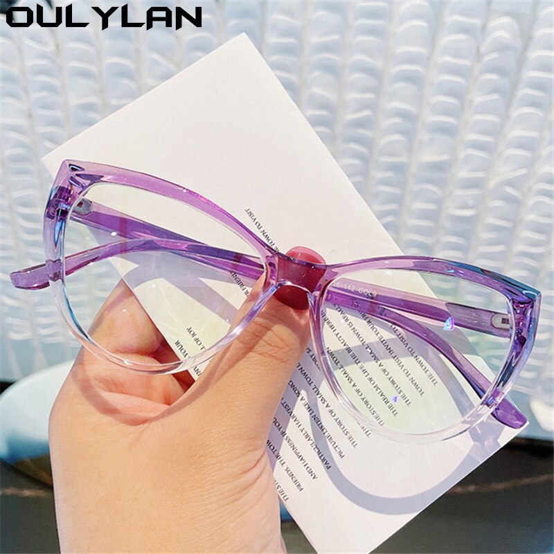 Oulylan Sexy Cat Eye Eyeglasses Frames Women Anti Blue Light Glasses Frame Brand Vintage Clear Prescription Eyewear