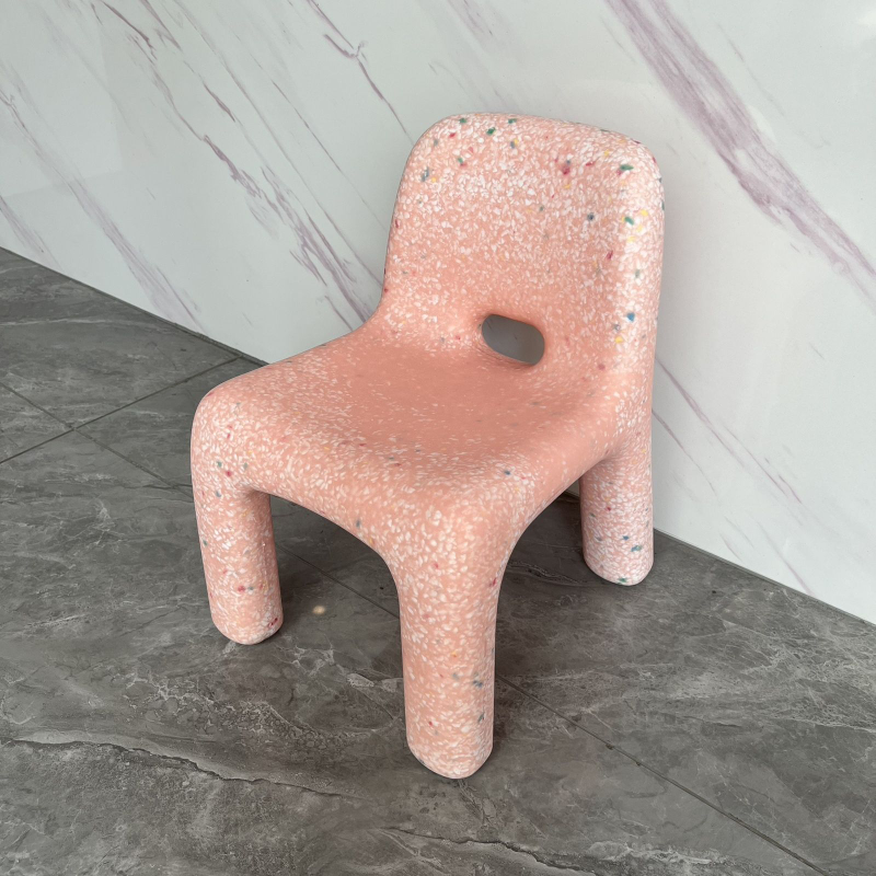 Sillas de plástico ecológicas nórdicas para exteriores, banco pequeño con respaldo de , muebles de sala de estar, tocador, Taburetes: Gris oscuro