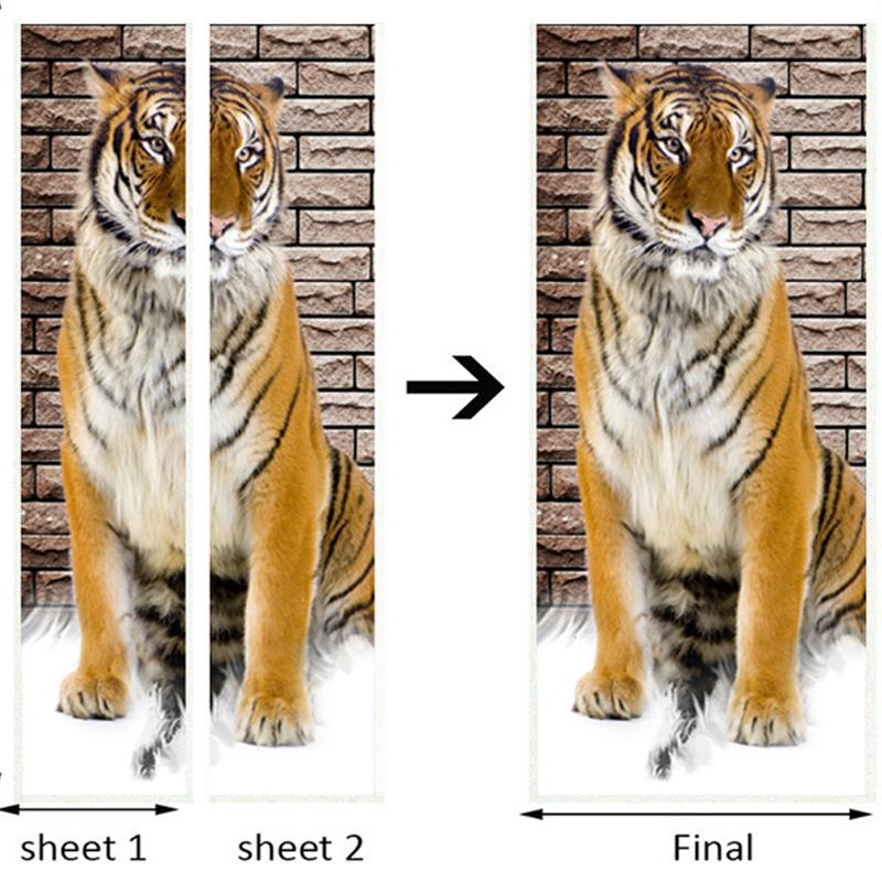 3d tigermønster dørklistremerke moderne stil dyrekunst tapet barn soverom stue hjemmeinnredning dørdekaler pvc selvklebende