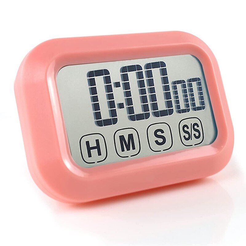 Digital Kitchen Timer Press Screen For Cooking,Magnetic Countdown Count Up Timer,LED Display Large Digits Timer: Pink