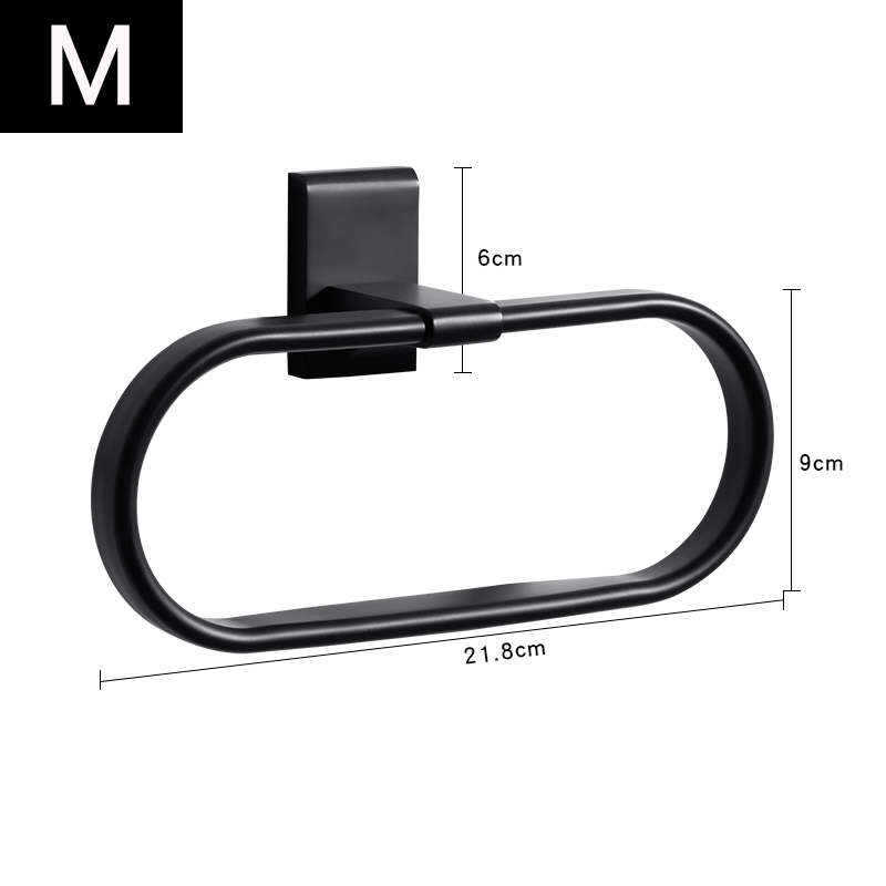 Zwarte Handdoek Ring Badkamer Handdoek Opslag Houder Hanger Handdoeken Rack Badkamer Wall Mount Badkamer Accessoires Haken Voor Thuis: M