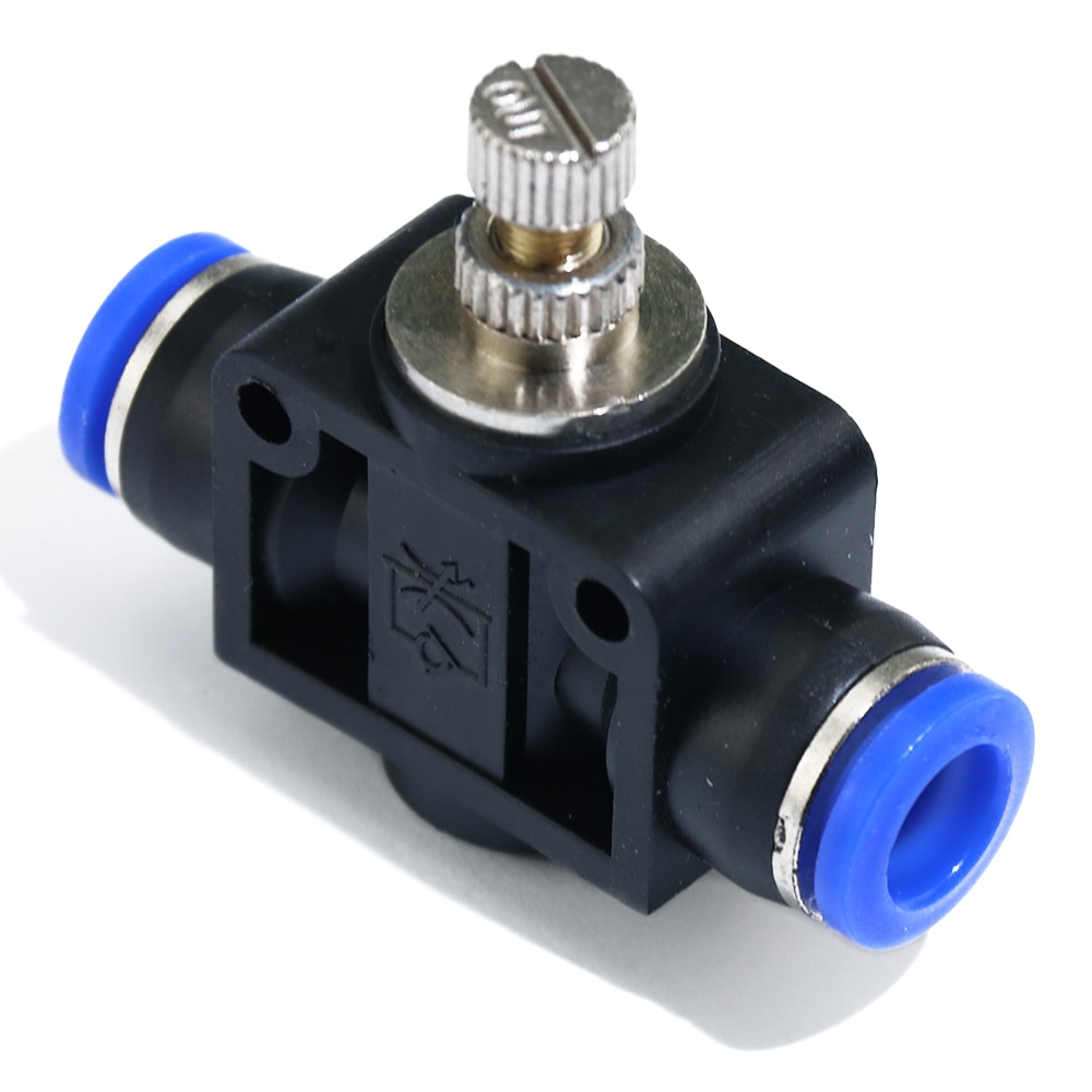 4 6 8 10 12mm Tube Push in to Connect Fittings T-shaped Pneumatic Flow Speed Controller Valve Air Flow Control Valve Connector