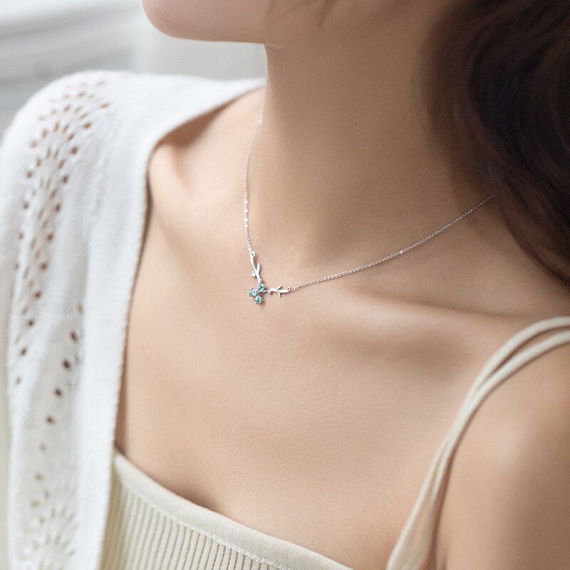 Thaya Blauw Bloemblaadje Fawn Ketting 925 Zilveren Choker Ketting Voor Vrouwen Bruiloft Sieraden