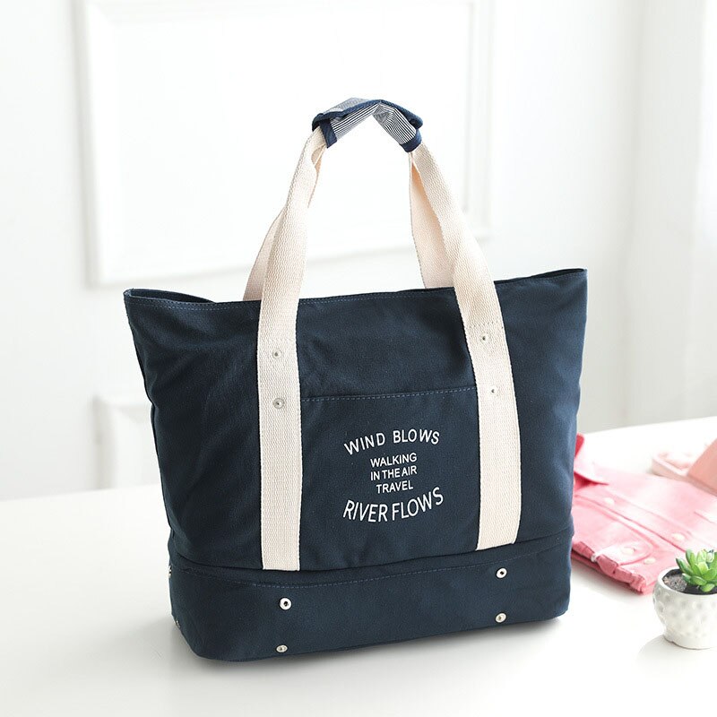 Mara's Droom Vrouwen reistas grote capaciteit canvas multifunctionele rits Vrouwen tas toevallige trend Vrouwen opbergtas: E Navy blue