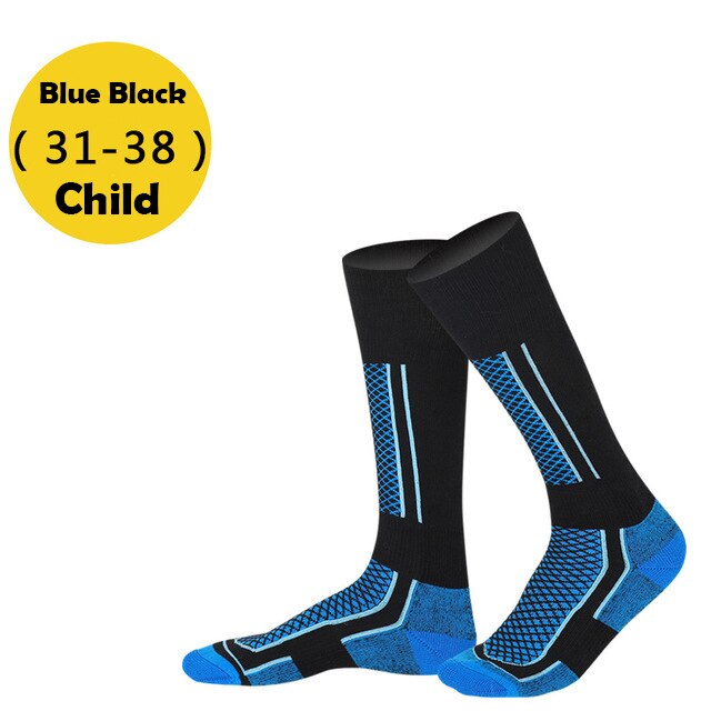 Calcetines deportivos de invierno para hombre y mujer, ropa térmica larga, para esquiar, caminar, deportes de senderismo, talla libre: Kids Blue