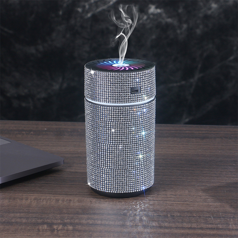 Luxe Glanzende Auto Diffuser Luchtbevochtiger Met Led Licht Diamant Auto Luchtreiniger Diffuser Luchtverfrisser Bling Auto Accessoires: WHITE