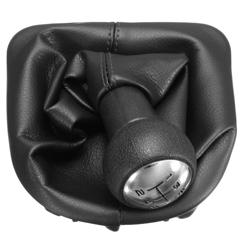 Palanca de cambio de marchas de 5 velocidades, pomo de polaina de cuero para PEUGEOT 207 307 CC 308
