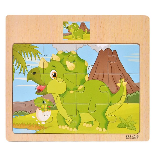 Kids Wooden Puzzles 12 Slice Cartoon Animals Traffic Jigsaw For Children Montessori Toys Educational Learning Game MG150: MG150-015