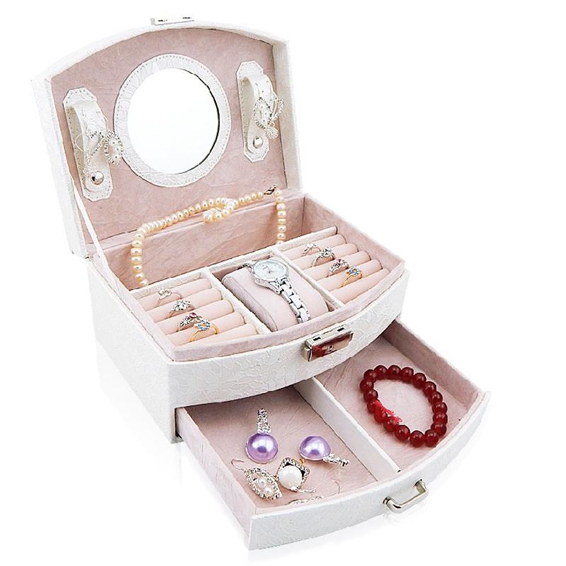 Packag Kist Double-Layer Pu Lederen Verpakking Kistje Opbergdoos Horloge Sieraden Display Box Afsluitbare Sieraden Organizer