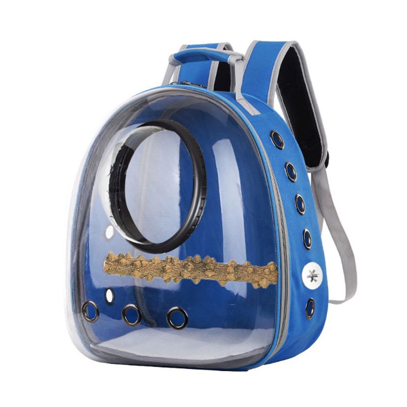Astronaut Space Capsule Pet Parrot Carrier Birds Breathable Car Bike Window Bubble Travel Carry Bag Transparent Backpack: blue