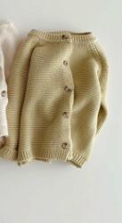 MudiPanda Frühling/Herbst Baby zur Seite fahren Süße Farbe Kleinkind Mädchen Strickwaren Kurze Baby Jungen zur Seite fahren: khaki / 6-9M