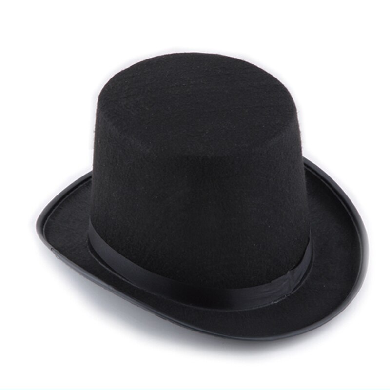 Sombrero negro para Halloween de estilo Punk, sombrero negro de 13CM/16CM de altura, accesorios para Halloween, sombreros de fieltro, orejera, mago magia, truco, gorra MU8669