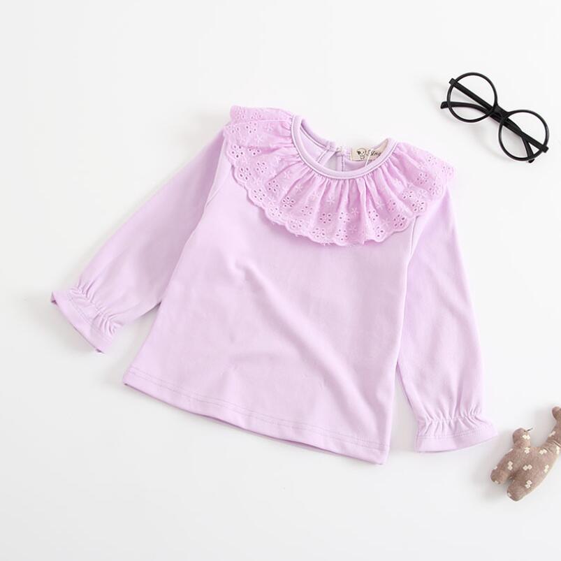 Lente Herfst Meisjes T-Shirts Met Lange Mouwen Wit T-shirt voor Meisje Katoenen Baby Peuter Kleding Meisje Shirts Kinderen Blouses tops: purple baby t shirts / 24M