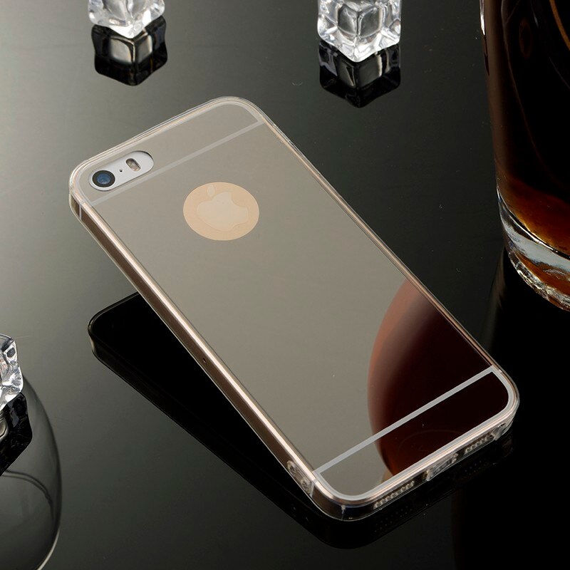 Luxus Spiegel Soft Clear TPU Fall Für iPhone 7 7Plus & iPhone 6 6 Plus 5se 5s 5 4 4s Abdeckung Zurück Fälle: For iPhone 6 Plus / Gray