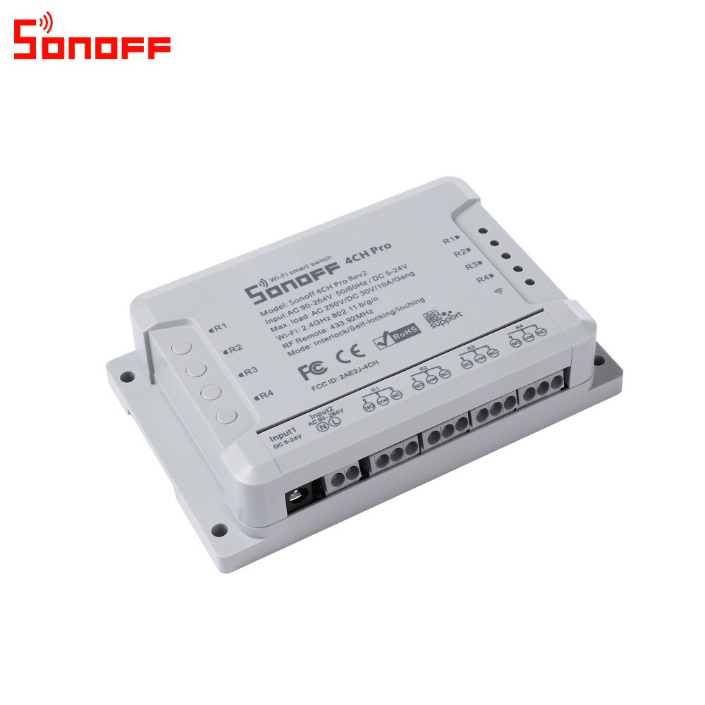 Itead sonoff 4ch pro  r2 wifi-schakelaar 4- kanaals inching zelfvergrendelende vergrendeling slimme wifi rf-bediening afstandsbediening werkt met alexa
