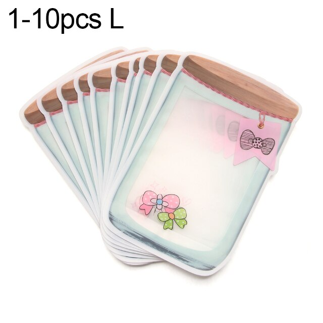 Reusable Mason Jar PE Plastic Smell-proof Storage Bag Stand Up Zipper Bags Food Storage Bag Kitchen Home Organization: 10pcs L wood