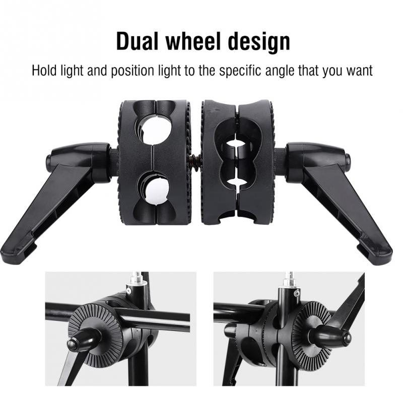 Dual Wheel Reflector Bracket Support Rotator Light Stand Adapter Photography Accessory A