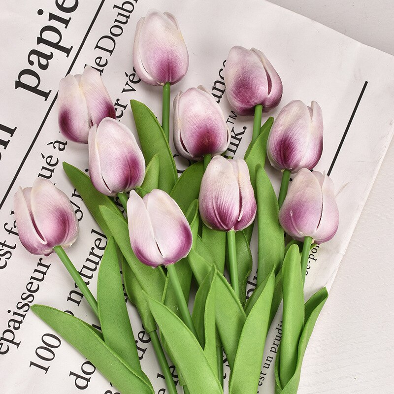 1PC 30cm Real Touch PU Tulips Artificial Flowers for Home Garden Bedroom Decoration flores artificiales para decoracion hogar: violet