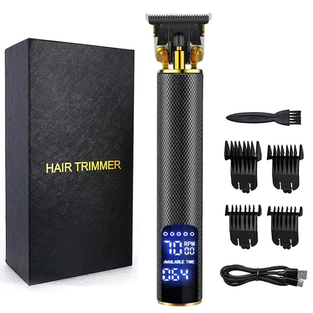 T-Klinge Waschbar Rasierer Haar Haarschneidemaschine wiederaufladbare Barbier 0mm Rasierer Männer haarschnitt Styling werkzeug Barbier Bart Trimmer Haar maschine: Gold