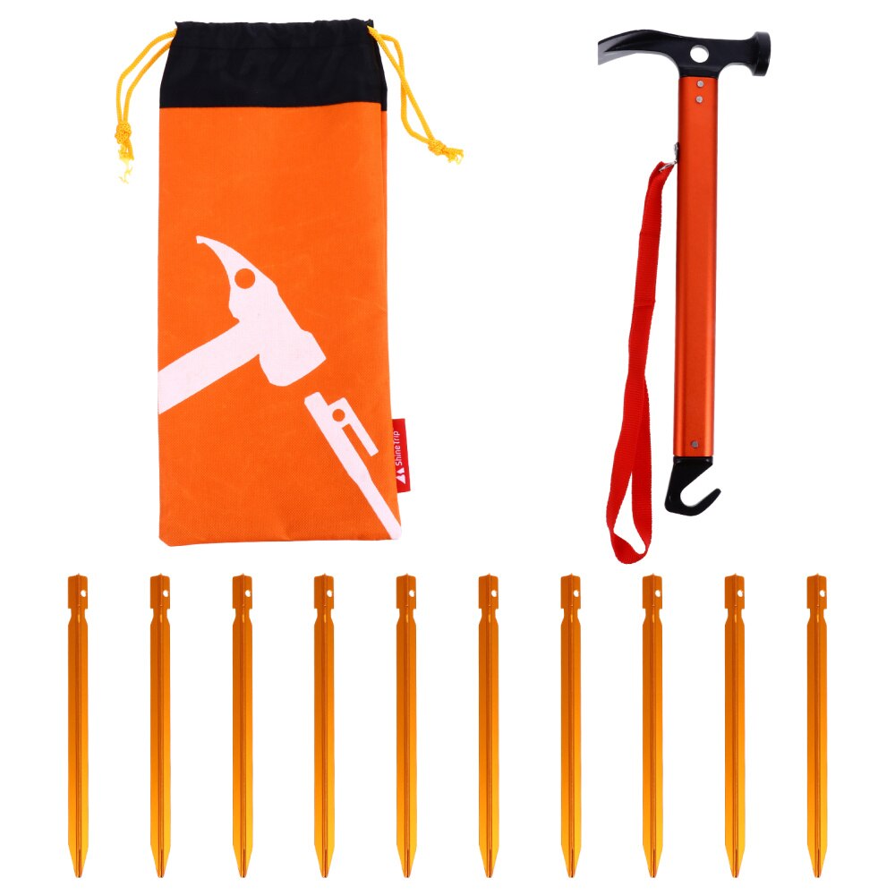 12PCS Camping Tent Stakes - Shovel Head Hammer Tool Set - Outdoor Triangular Nails: Default Title