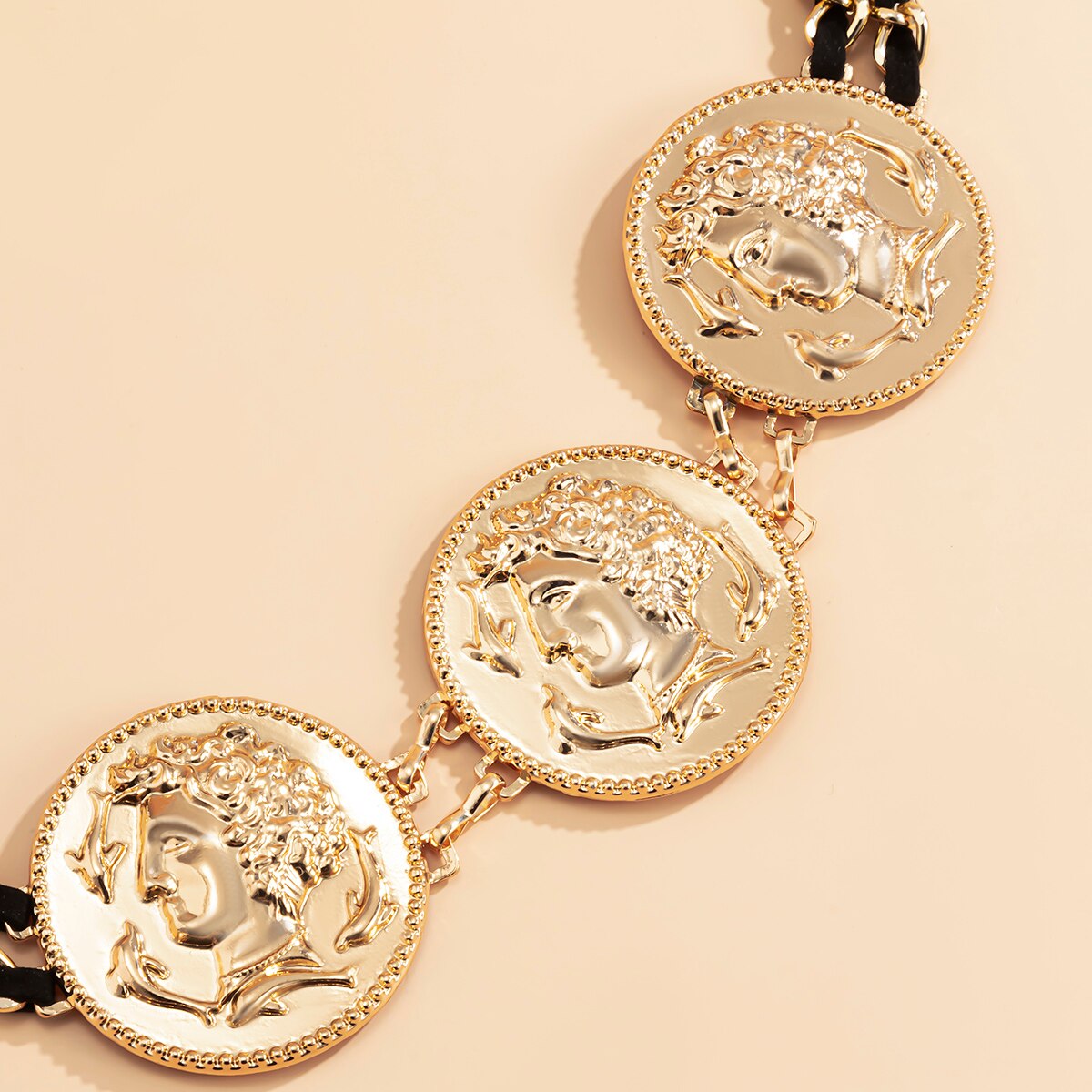 SHIXIN Punk Black Flannel Cross Chain on the Waist Belt for Women Jewelry Ladies Waist Chains Belts for Dresses