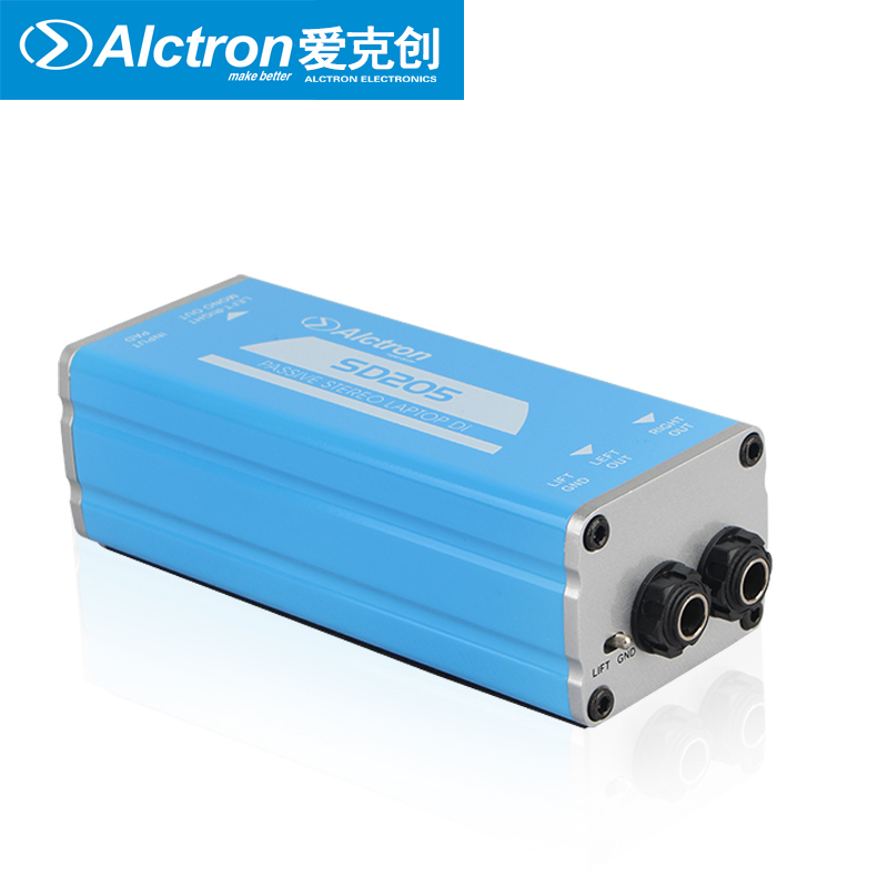 Alctron SD205 passive stereo DI box convert unbalanced to balance audio signal processor passive stereo laptop DI