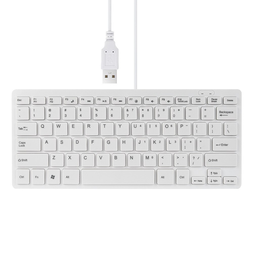 Super Slim Usb 2.0 Mini Multimedia Bedraad Toetsenbord 78 Sleutels Voor Notebook Pc Desktop Toetsenbord Mini Toetsenbord: WHITE
