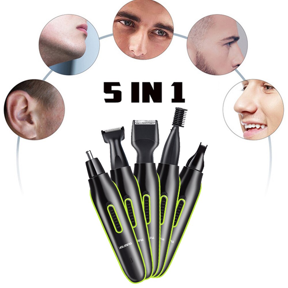 5 In 1 Draagbare Elektrische Neus En Oor Trimmer Voor Mannen Oplaadbare Neus Haar Verwijderen Clipper Wenkbrauw Baard Batterij Trimmer scheerapparaat