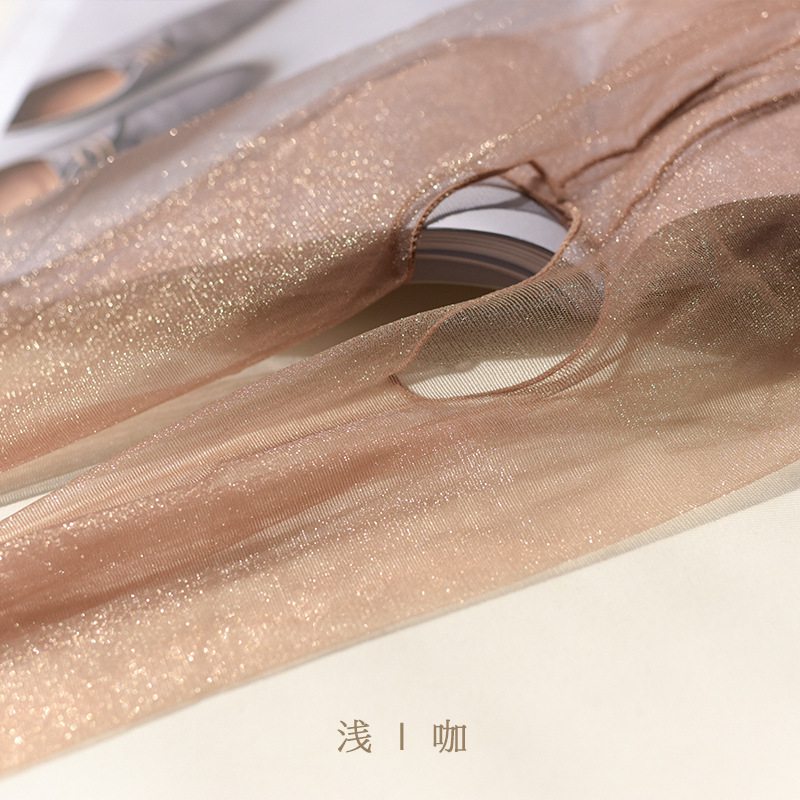 SP & CITY 8 Kleuren Vrouwen Dunne Elasticiteit Panty Sexy Dames Nylon Glanzende Transparante Vrouwelijke Kousen Nachtclub Licht Panty: coffee