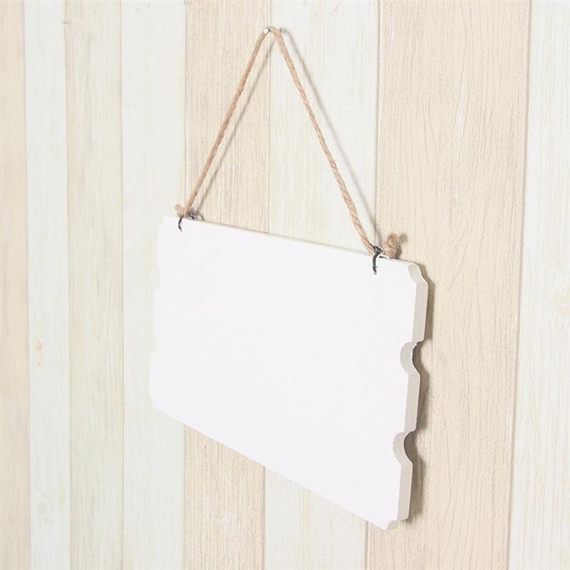 2pcs Wood Unfinished Plaque DIY Hanging Signs Blank Plate Decor for Store Shop Home (White)
