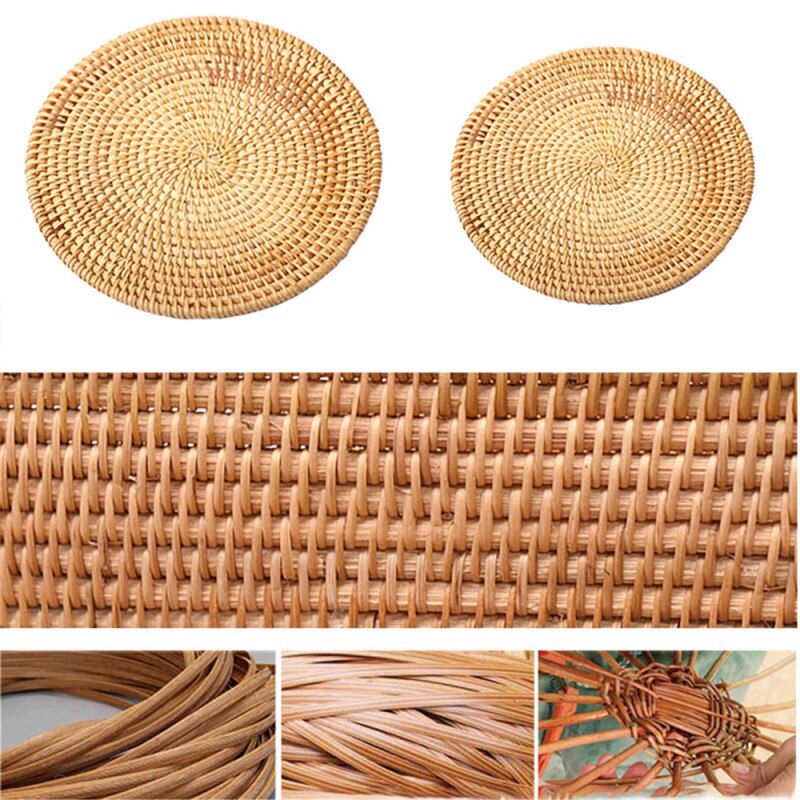 Rattan Weave Cup Mat Set Drink Coasters Round Pot Pad Table Dish Placemat Home Decoration Insulation Handmade
