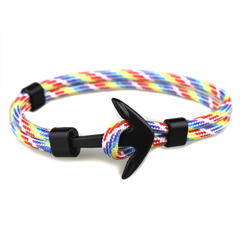 1 @# anker herren überlebensseil kettenarmband herren wickel metall sporthaken hologramm armbänder schwarz bunt: 2