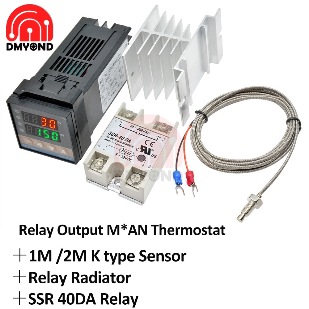 Relay Rex C100 Ssr Pid Temperature Temp Controller Digital Thermostat Pid Regulator Rex C100+40A SSR Relay+K Thermocouple Probe