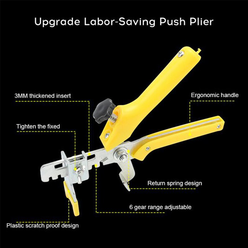1mm fliser nivellering system nivå kiler flis avstandsstykker for gulv veggkonstruksjon verktøysett 100 stk kiler/baser 1 stk push tang