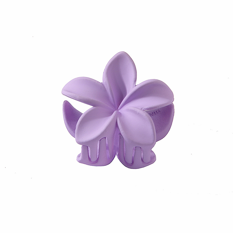 4CM Frauen Kunststoff Haarspangen Süße Und Niedliche Plumeria Blume Form Haarnadel Shark Clip Haar Zubehör Matte Einfarbig Stil: Lavendel