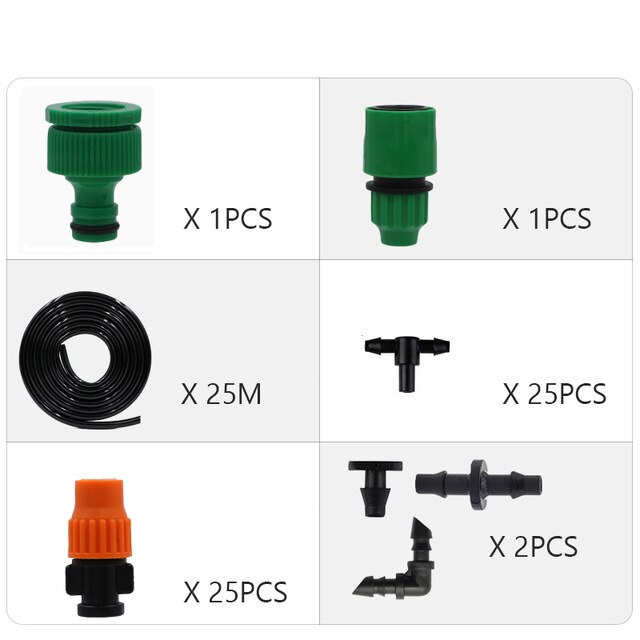 Micro Drip Irrigation System Garden Watering System Adjustable Drippers DIY Kit Irrigation System: 25M