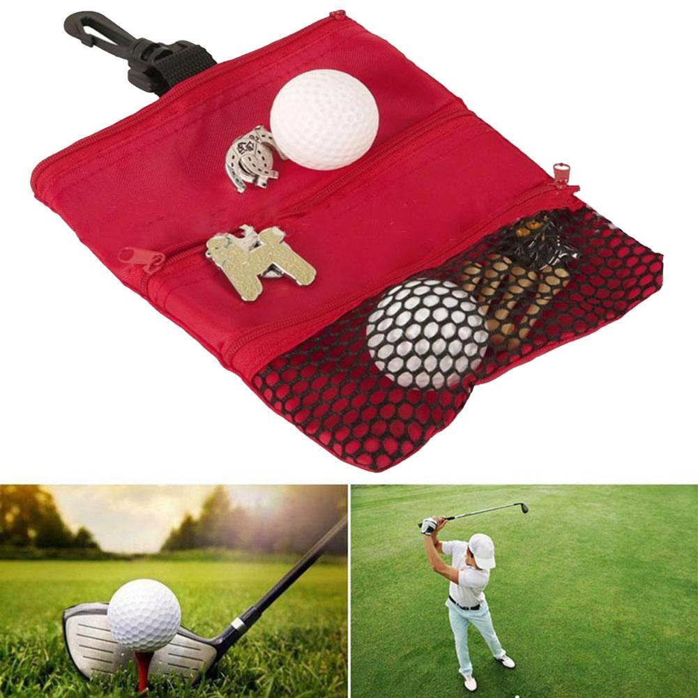 Black/Red/ Blue Portable Golf Ball Bags Holder Zipper Mesh Pouch Storage For Outdoor Training Golf Accessories Supply